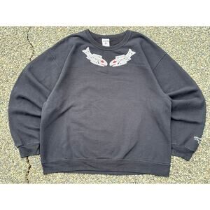 Custom Native art graphic collar silver salmon Jamestown S’klallam Tribe XL crew